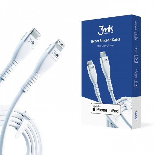 3mk Hyper Silicone Cable Type-C to Lightning 20W 3A White